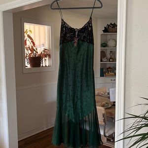 Vintage emerald green Victoria’s Secret slip dress beaded